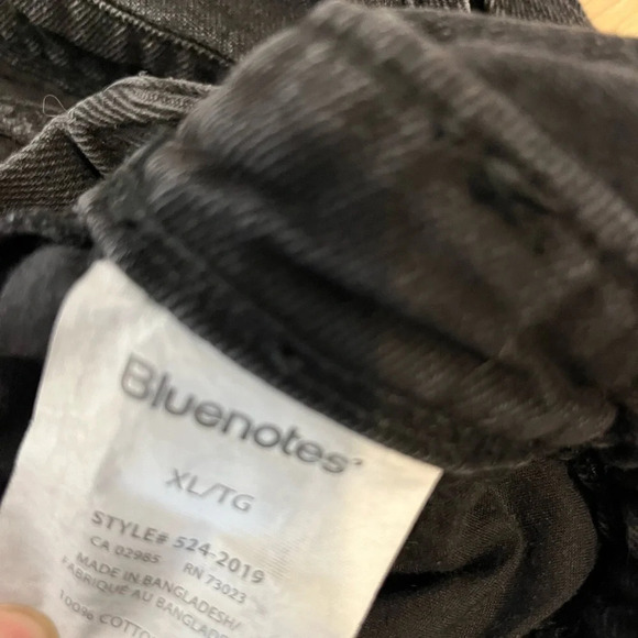 ❤️Bluenotes distressed shortalls women’s XL small sizing black gray denim - Picture 4 of 4